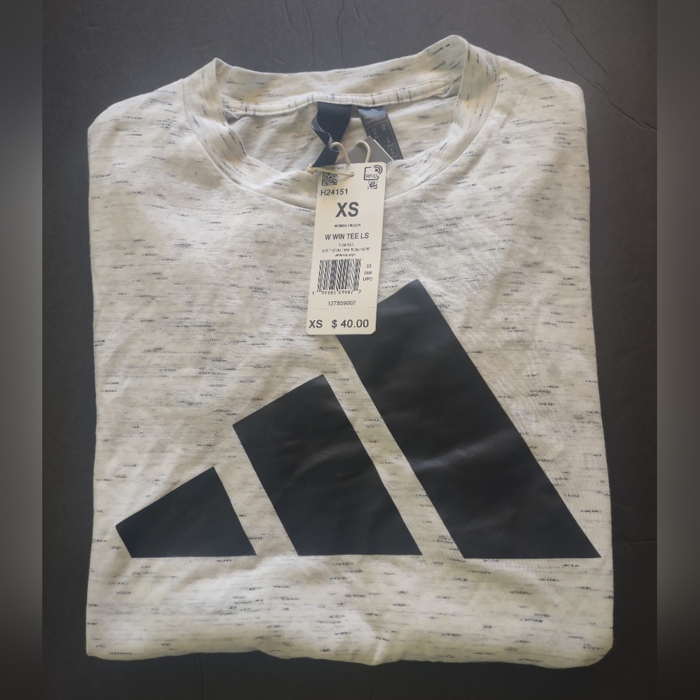 Women's xs adidas grey and black logo long sleeve tee. New with tags. - Picture 2 of 4